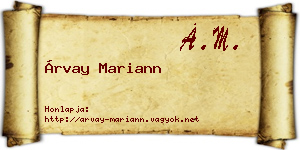 Árvay Mariann névjegykártya