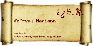 Árvay Mariann névjegykártya