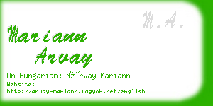 mariann arvay business card